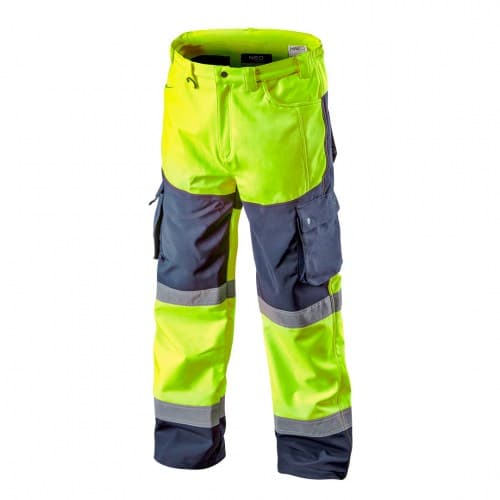 Pracovné nohavice reflexné, softshell žlté NEO
